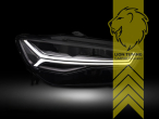 LED, mit LED Blinker, dynamischer LED Blinker, schwarz, nur passend für Fahrzeuge mit original XENON Scheinwerfern, LED Abblendlicht / LED Fernlicht, elektrisch verstellbar - Stellmotor integriert, Eintragungsfrei / mit E-Prüfzeichen, Eintragungsfrei / mit R87 Zulassung als Tagfahrlicht